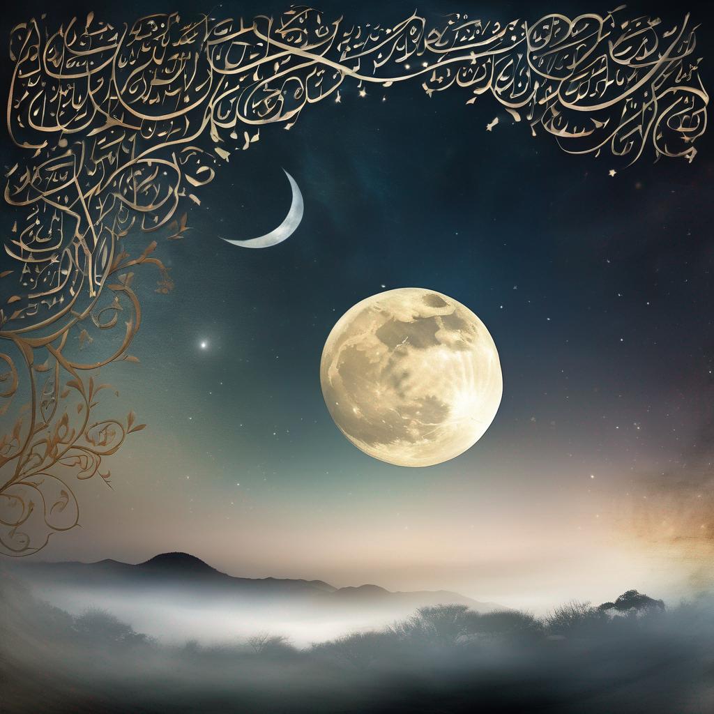 The celestial beauty of the moon reflects the mystical realm of dreams and the spiritual significance of intimate experiences within Islamic teachings.