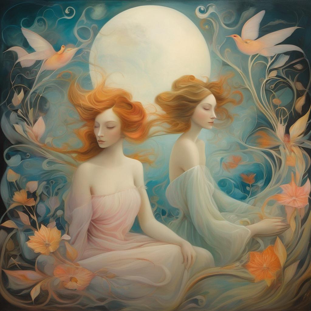 Two women immersed in a captivating dreamscape, where the boundaries between reality and imagination blur.