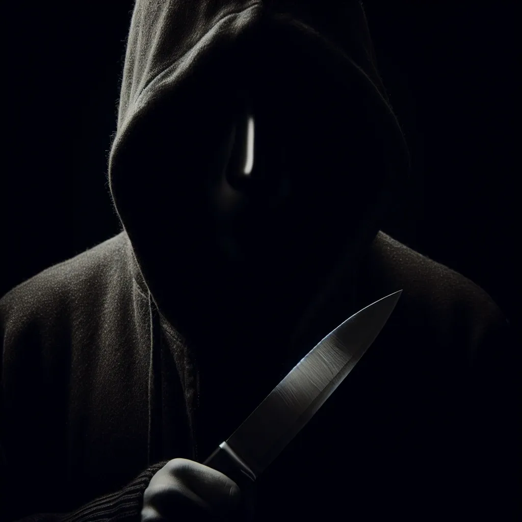 Illustration of a shadowy figure with a knife, symbolizing the theme of killing someone in a dream.