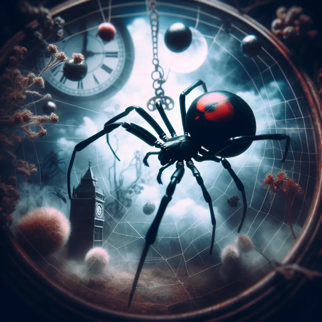 Illustration of a black widow spider in a dream