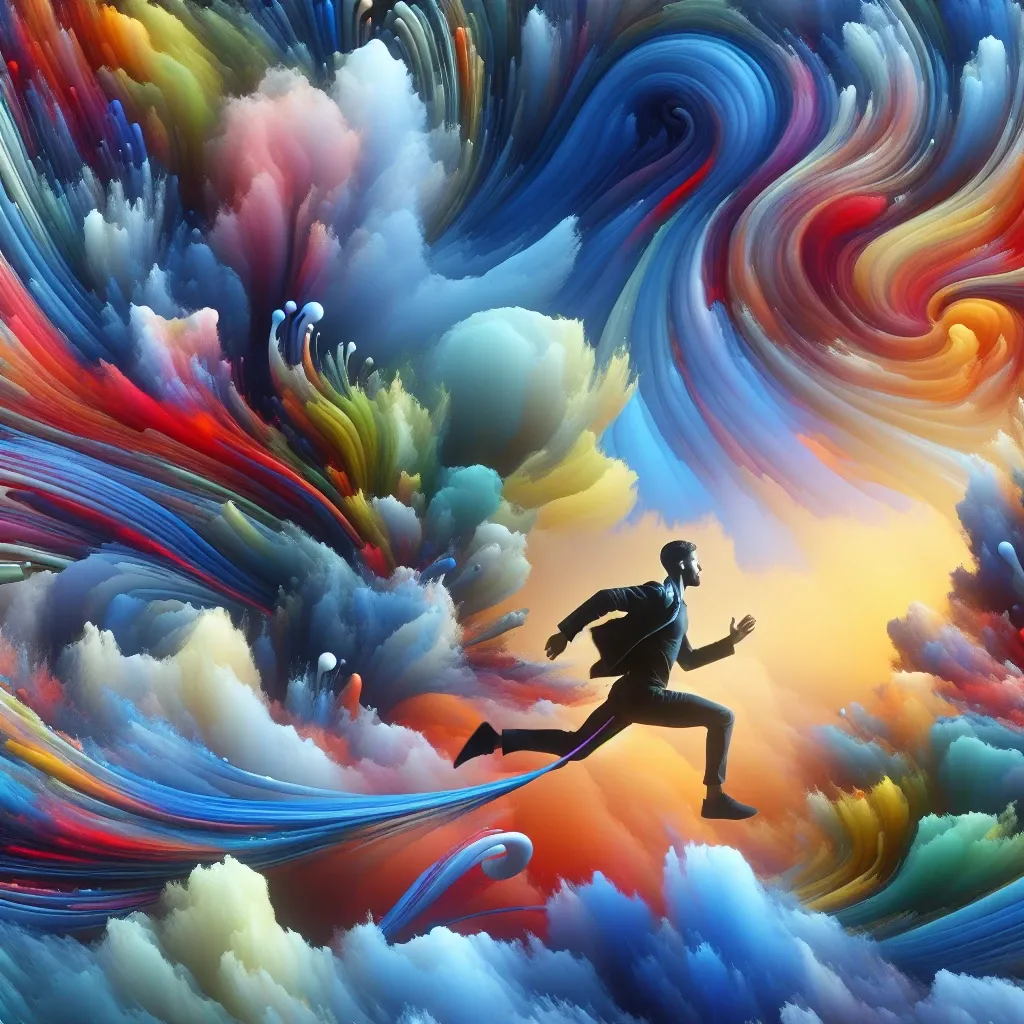 Illustration of a person running in a dream