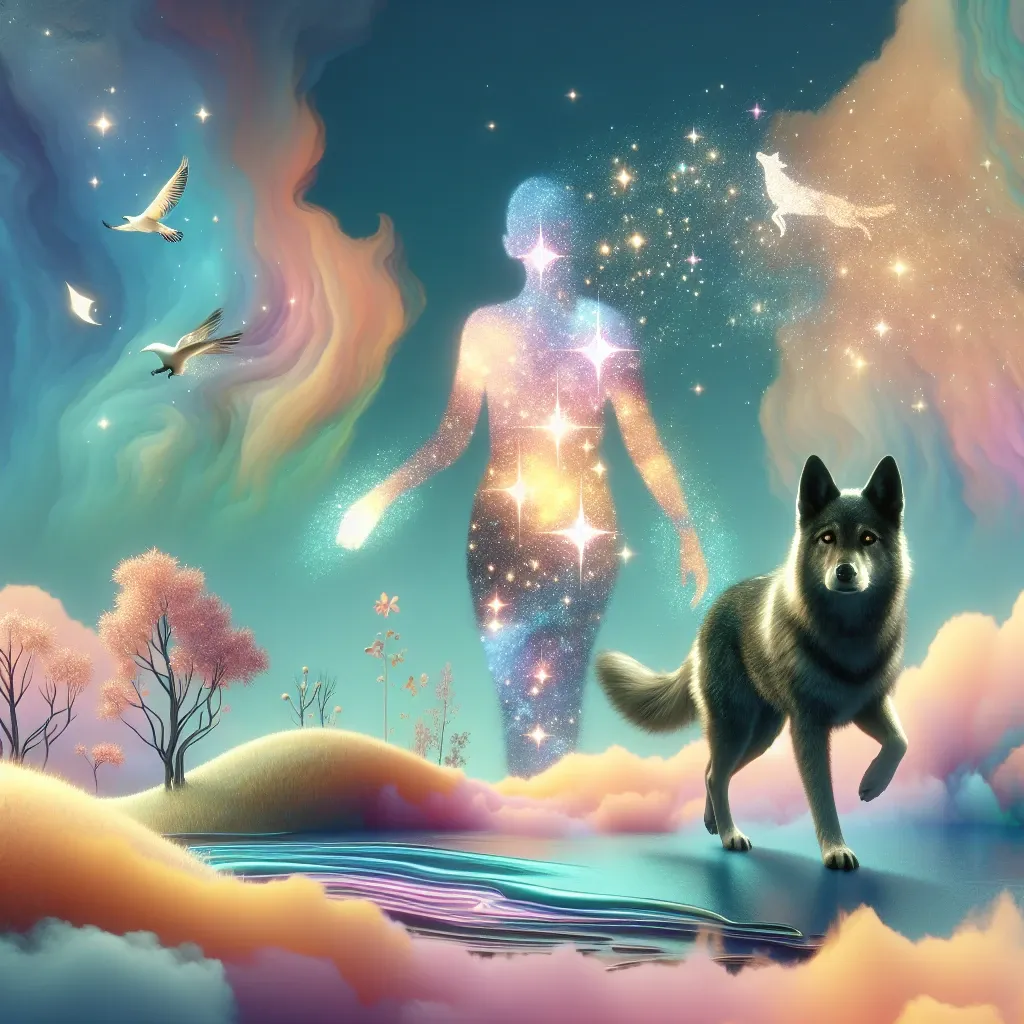Illustration of a person being chased by a dog in a dream
