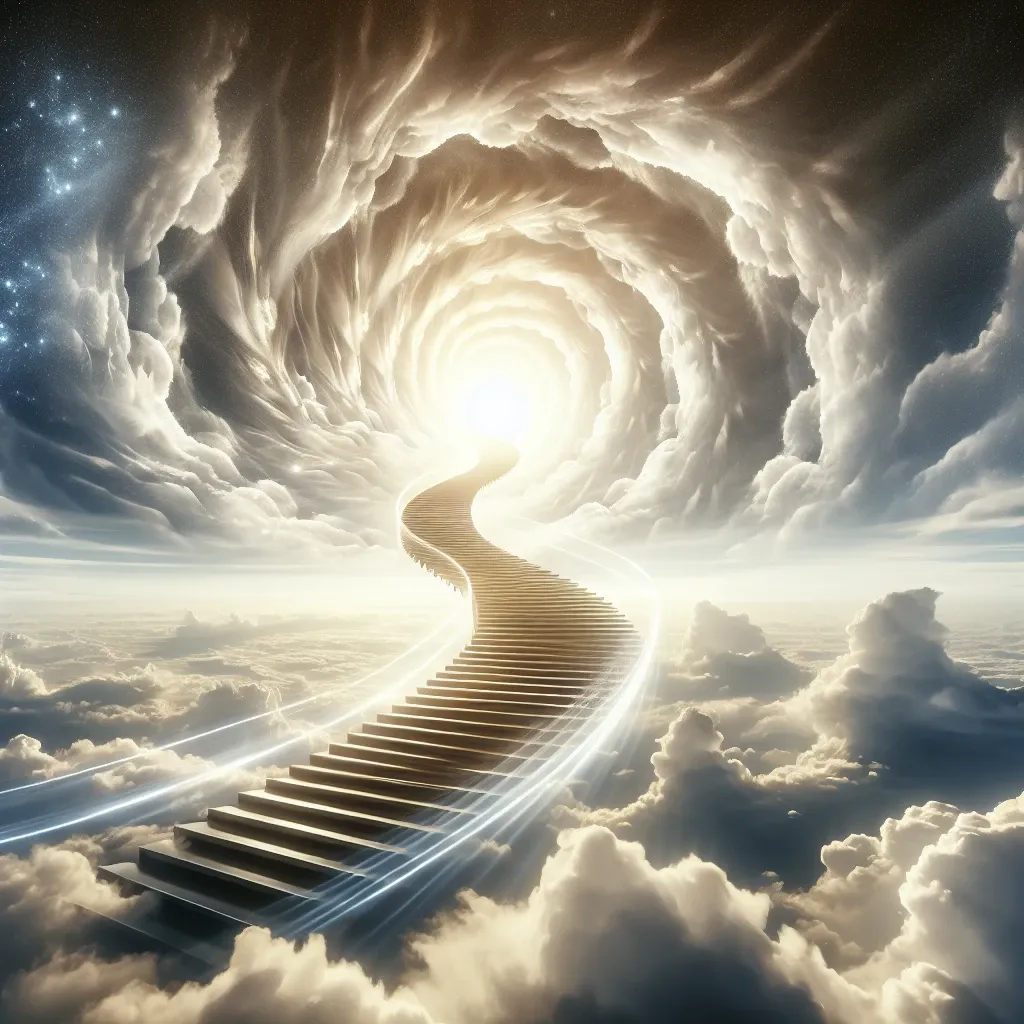 Illustration of stairs in a dream symbolizing spiritual growth and ascension.