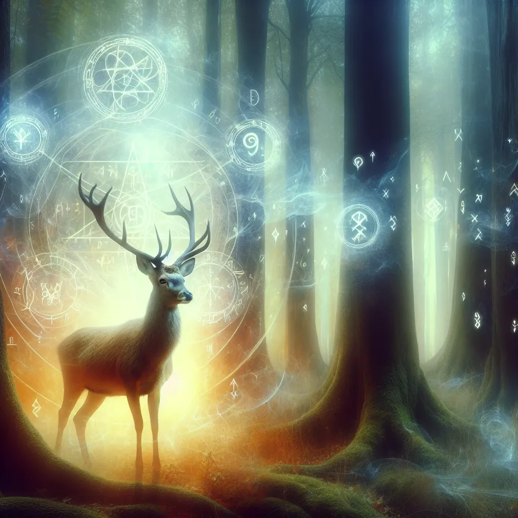 Deer in a mystical forest