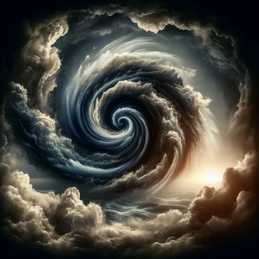 Illustration of a hurricane in a dream, representing chaos and inner turmoil