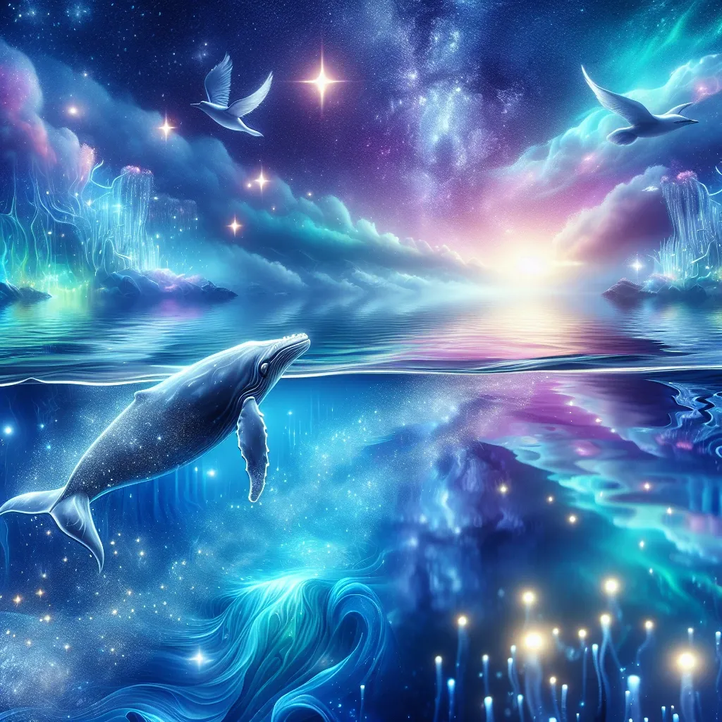Illustration of a mystical whale in a dream