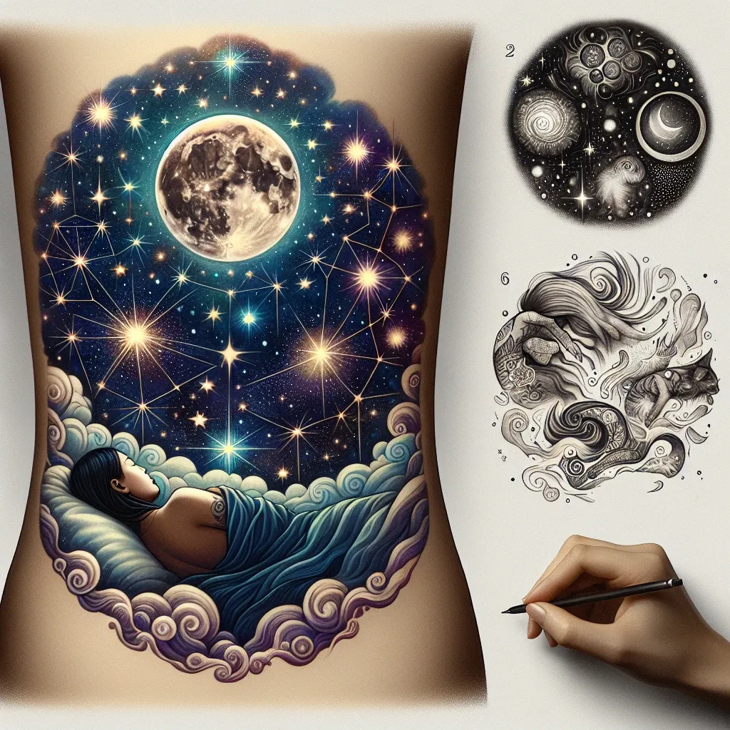 Dream-inspired tattoos often carry deep symbolic meanings that reflect the wearer's subconscious desires, fears, and aspirations.
