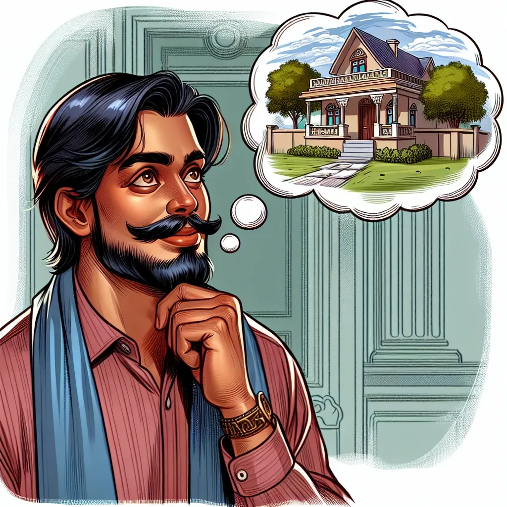 Illustration of a person dreaming of buying a house