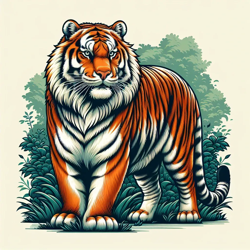 Illustration of an orange tiger symbolizing strength, power, and primal instincts in dreams.