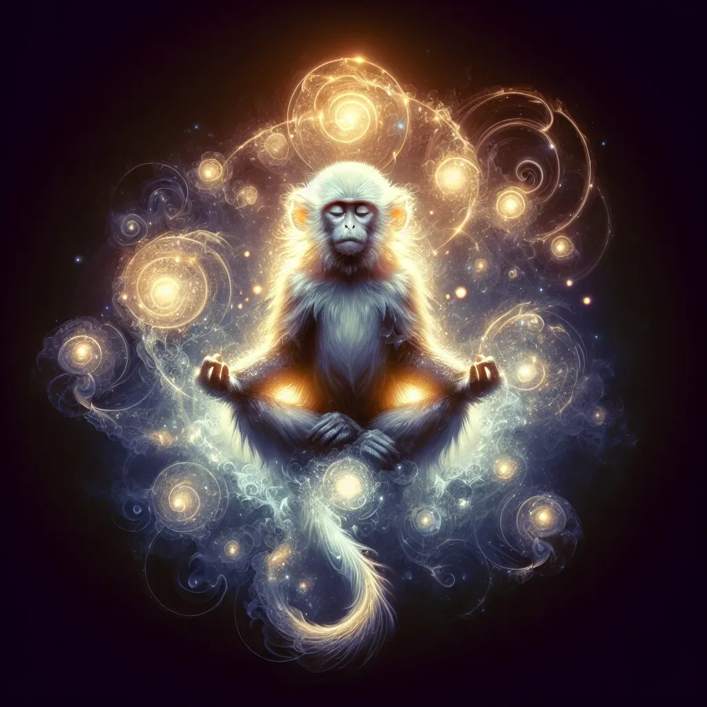 Illustration of a monkey in a dream, representing spiritual symbolism and introspection.