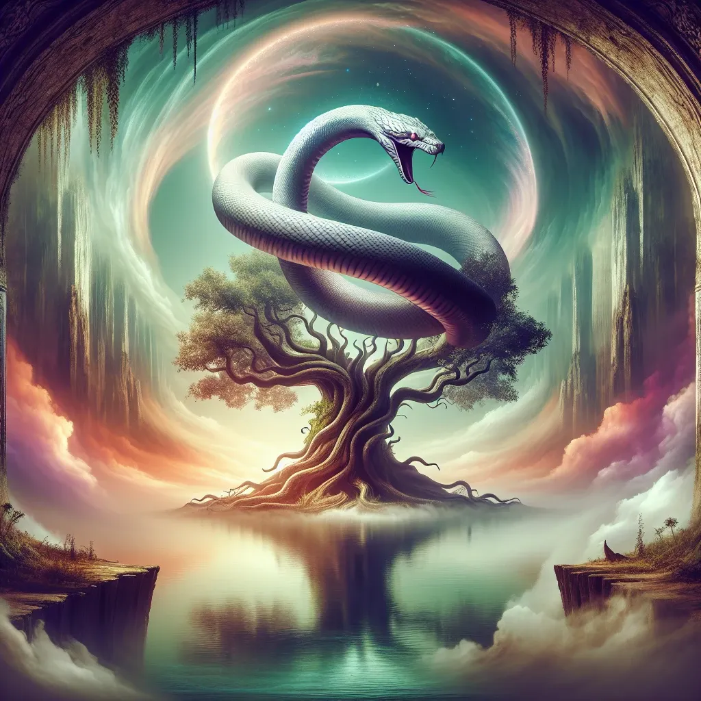 Illustration of a giant snake representing transformation in dreams.