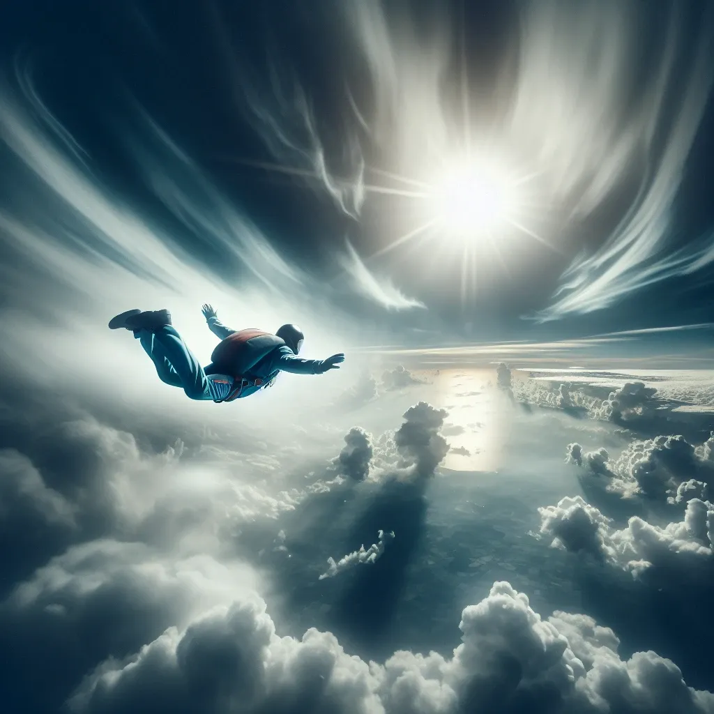 Illustration of a person skydiving in a dream