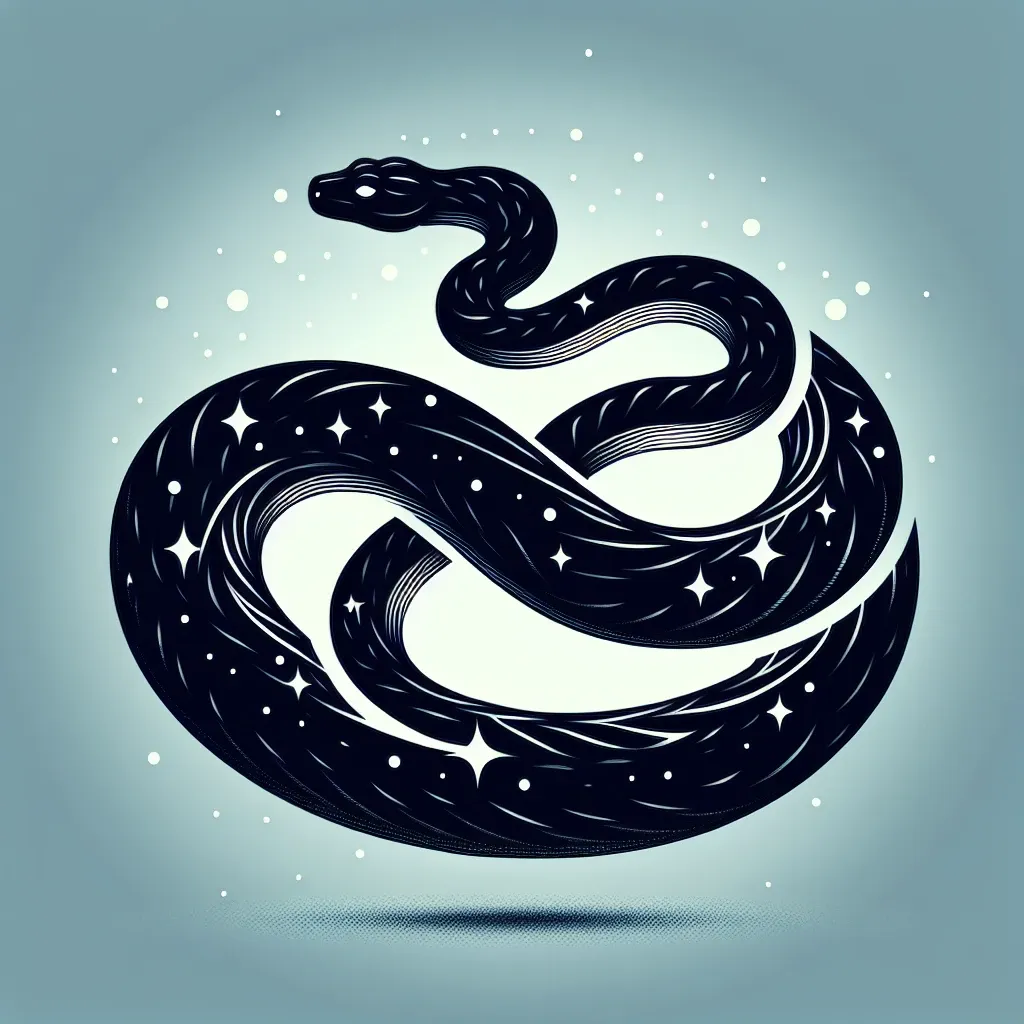Illustration of a black snake in a dream