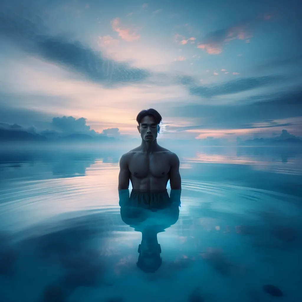 Illustration of a person standing in water, symbolizing the mysteries of dream interpretation.