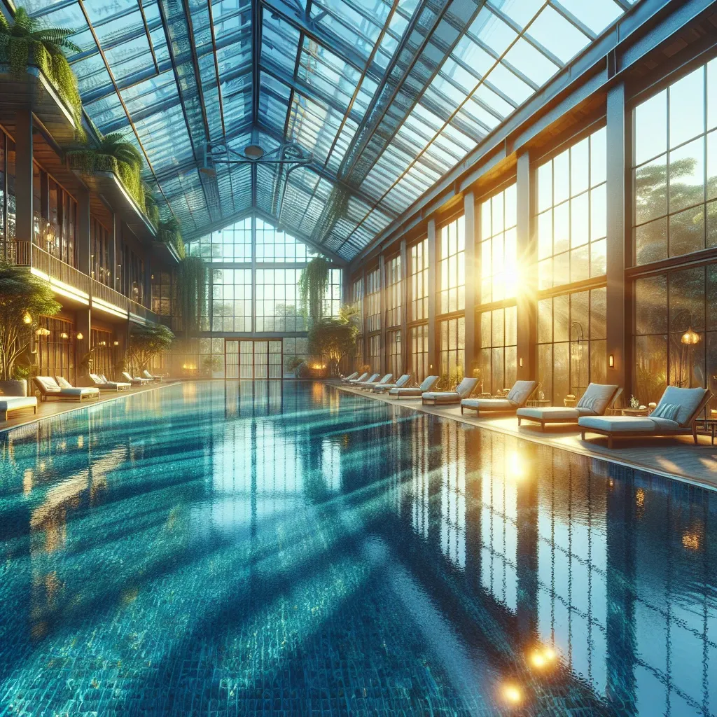 Illustration of an indoor swimming pool in a dream