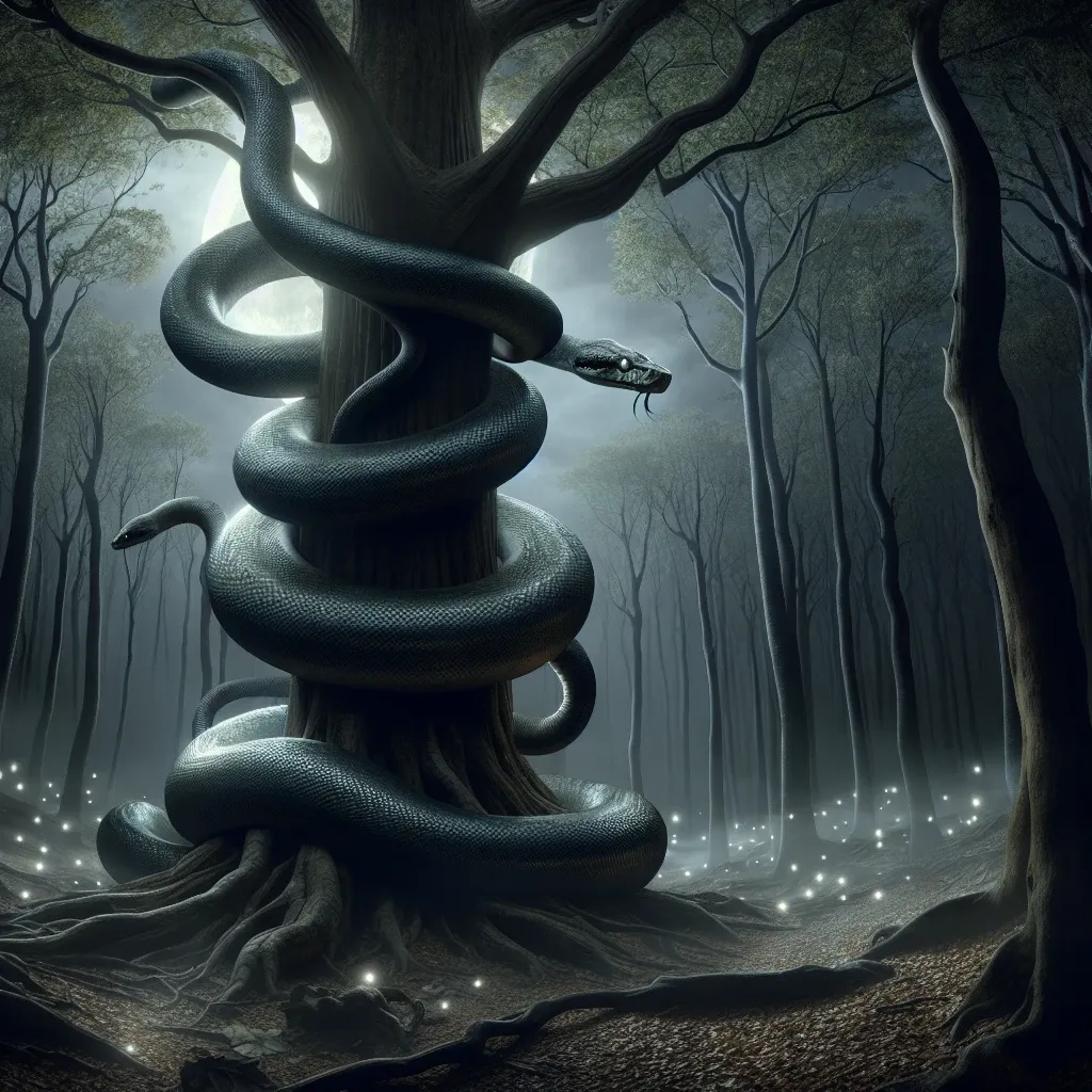 Illustration of a giant snake in a dream