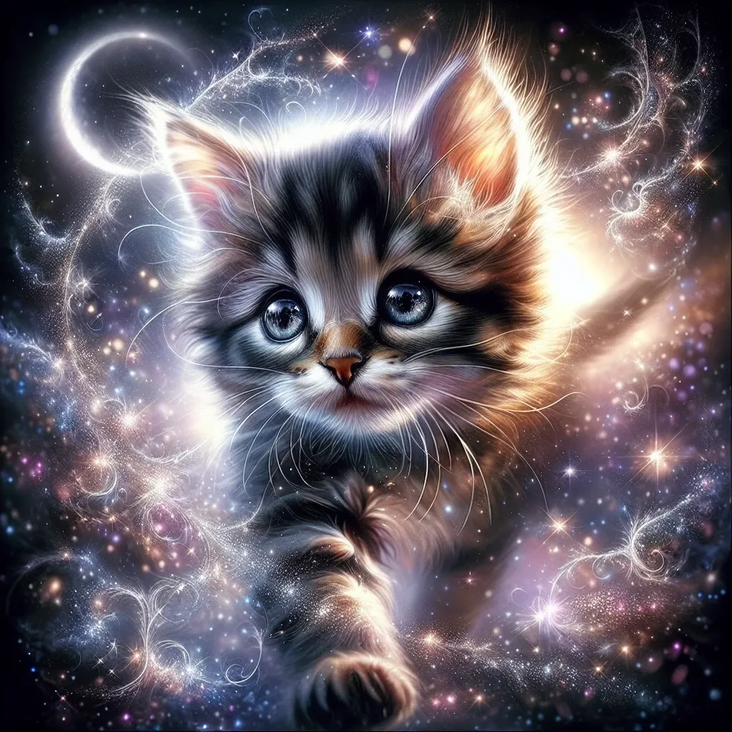 Illustration of a kitten in a dream
